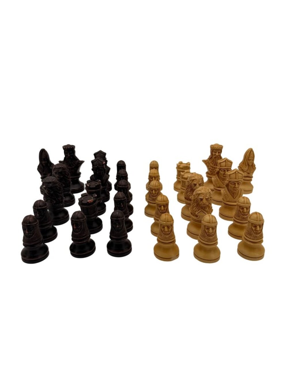 Richard the Lionheart Brown & Ivory Chess set Square Size1.97" King Height 3.8"